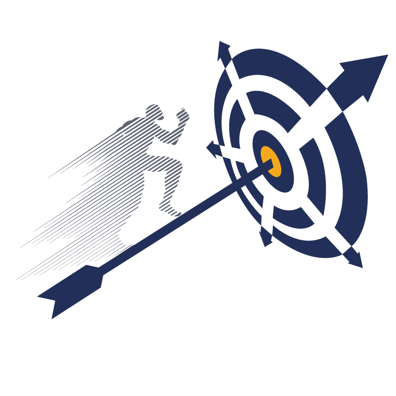 Hero silhouette hitting a target, symbolizing 76Pathway’s mission to help small businesses achieve financial goals.